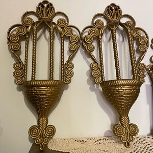 SOLD ✔️ Vintage Burwood Gold Wall Sconces Shelf